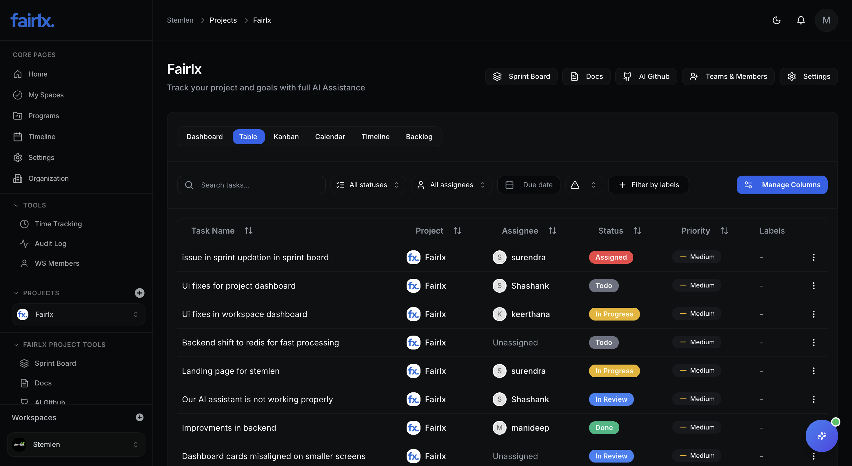 Agile Methodology Interface - Dark Mode