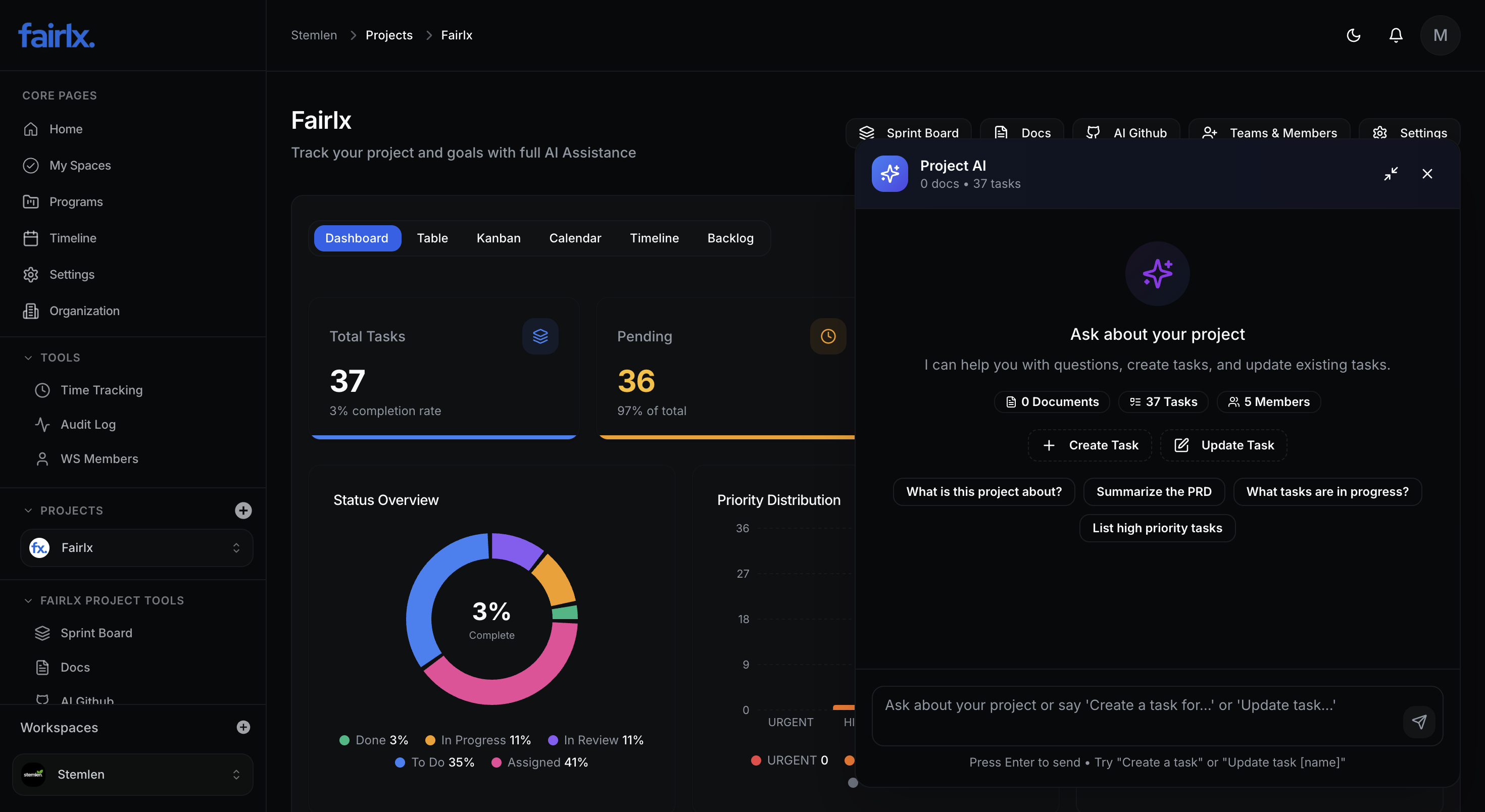 AI Features Interface - Dark Mode