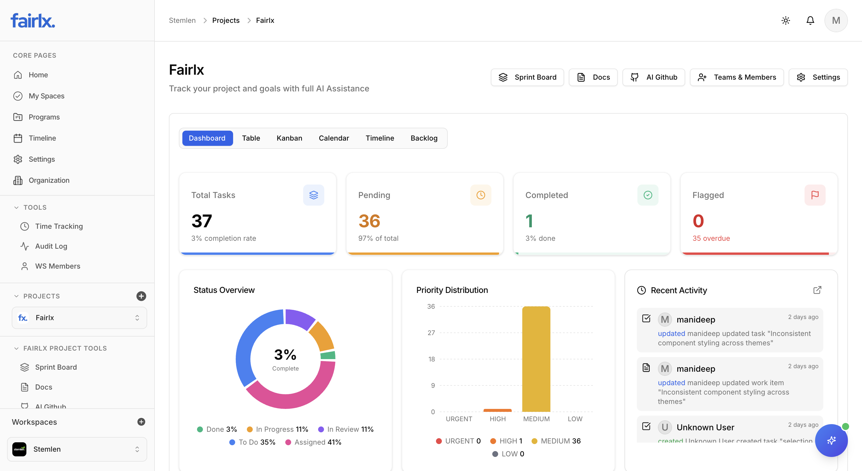Reporting & Analytics Interface - Light Mode
