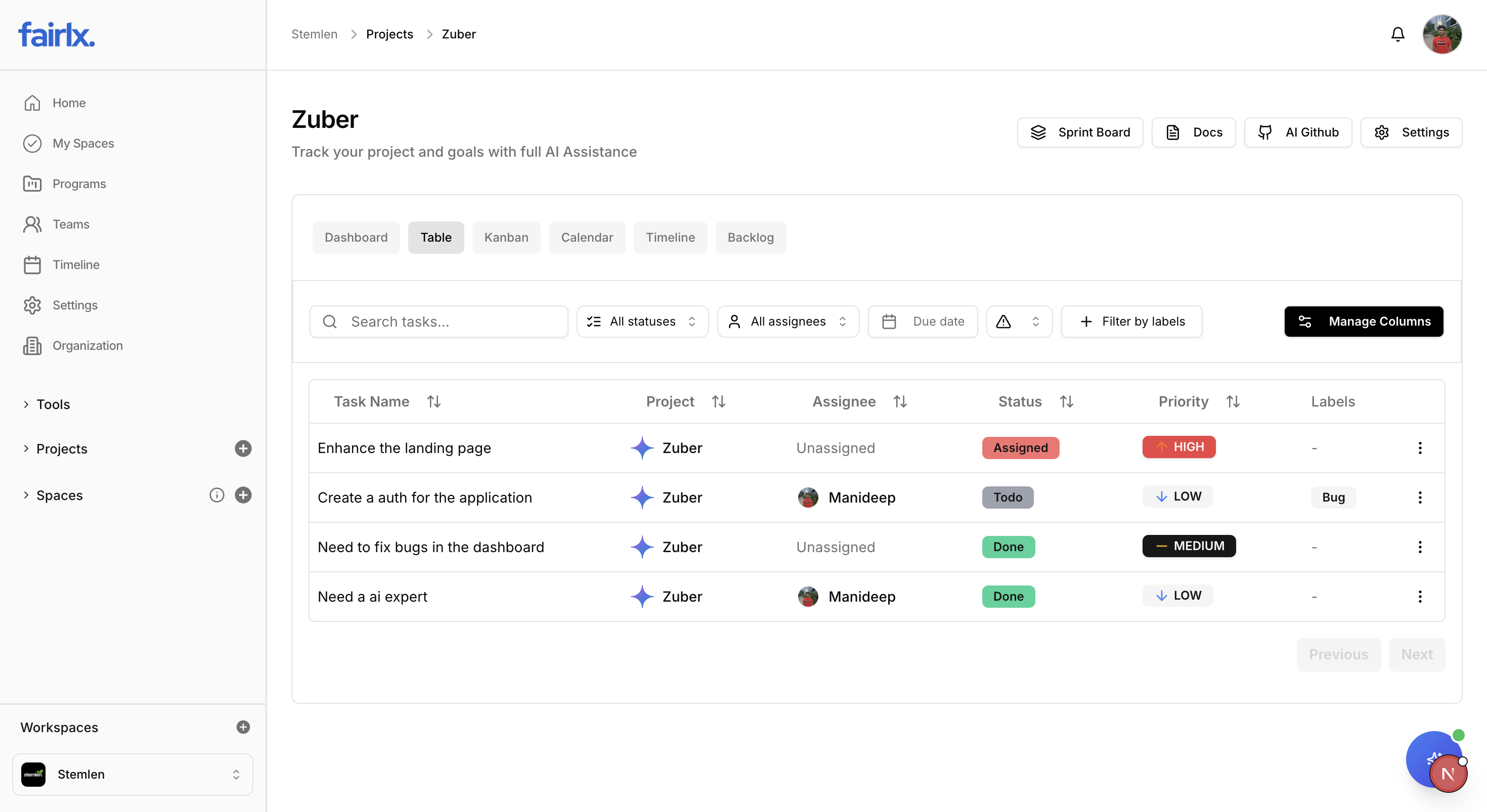 Agile Methodology Interface