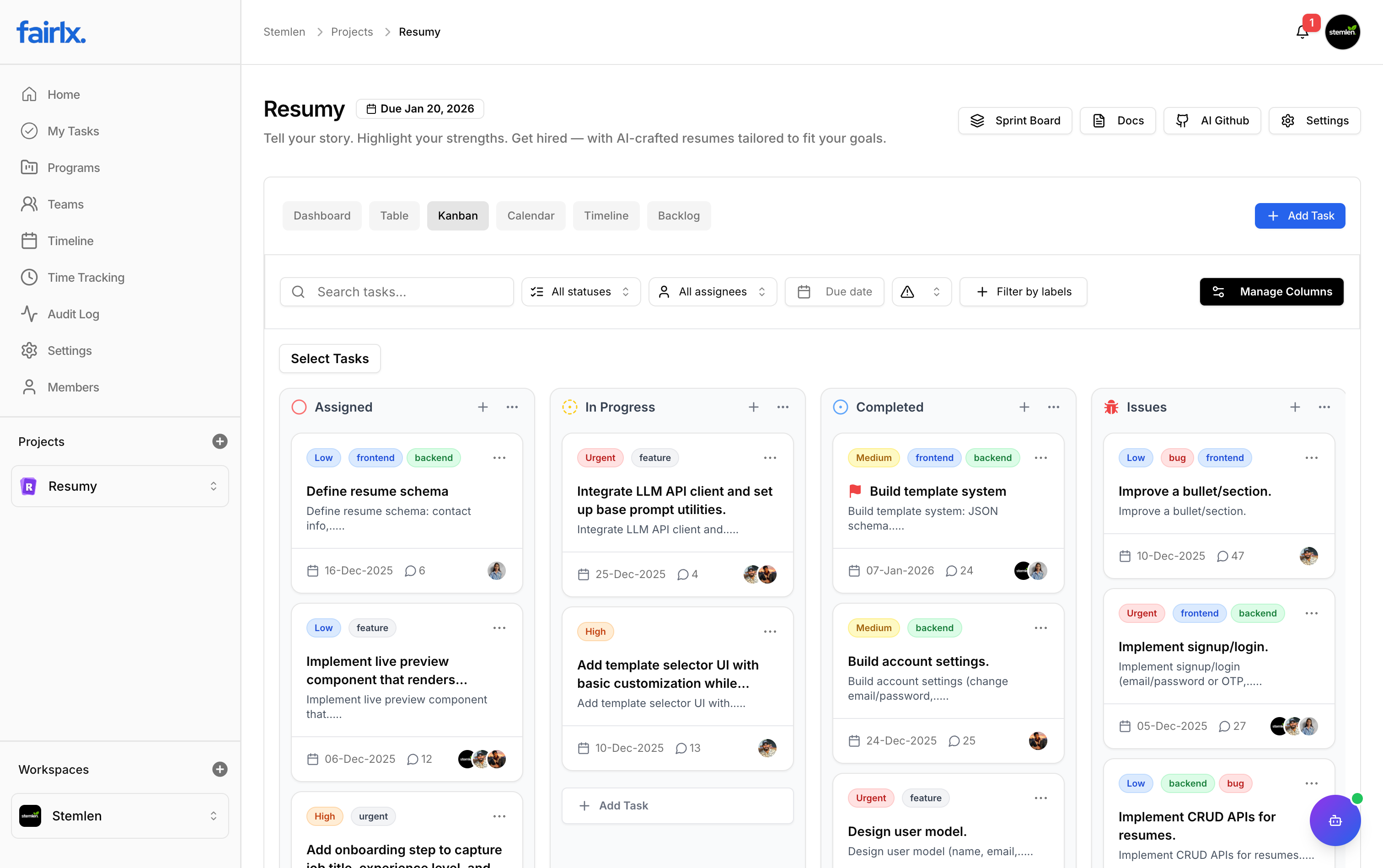 Boards UI preview